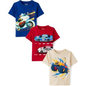 imageThe Childrens Place Baby and Toddler Boys Family Short Sleeve Graphic TShirts MultipackRacecarMonster TruckMotorcycle