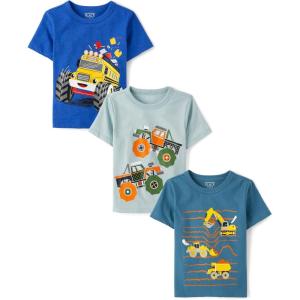 imageThe Childrens Place Baby and Toddler Boys Family Short Sleeve Graphic TShirts MultipackTruckConstructionSchool Bus
