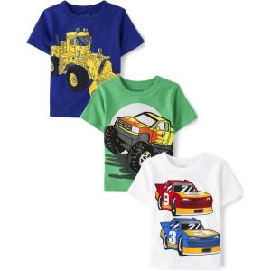 imageThe Childrens Place Baby and Toddler Boys Vehicle Short Sleeve Graphic TShirts MultipackConstructionMonster TruckRace Car