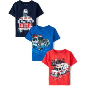 imageThe Childrens Place Baby and Toddler Boys Vehicle Short Sleeve Graphic TShirts MultipackFire TruckPolice CarAmbulance