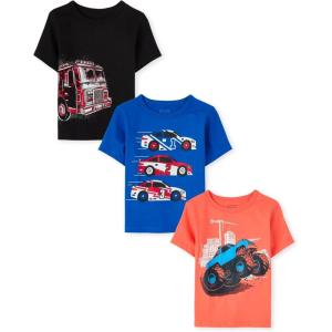 imageThe Childrens Place Baby and Toddler Boys Vehicle Short Sleeve Graphic TShirts MultipackFire TruckTruckCars