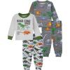 imageThe Childrens Place Baby Single and Toddler Boys Long Sleeve Top and Pants Snug Fit 100 Cotton 2 Piece Pajama SetsDino 2 Pack