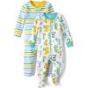 imageThe Childrens Place Boys and Toddler Short Sleeve 100 Cotton ZipFront One Piece PajamaNumbersStripes Footless 2pack