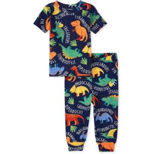 imageThe Childrens Place Baby Boys Dino Allover Snug Fit Cotton 2 Piece Cotton PajamasSmart Dinos