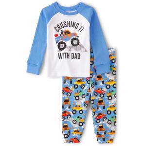 imageThe Childrens Place Baby Boys and Toddler Long Sleeve Top and Pants Snug Fit 100 Cotton 2 Piece Pajama SetMonster Trucks