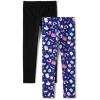 imageThe Childrens Place Girls Printed Leggings 2PackSchool Doodle VioletBlack 2pack