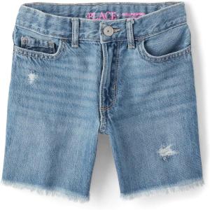 imageThe Childrens Place Girls Denim Midi ShortsLea Distressed