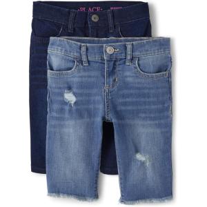 imageThe Childrens Place Girls Denim Skimmer ShortsThistle Wash Denim 2pack