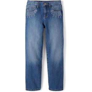 imageThe Childrens Place Girls Wide Leg JeansGrove Wash Studded