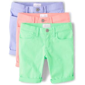 imageThe Childrens Place Roll Cuff Twill Skimmer ShortsPeri Tint 3pack