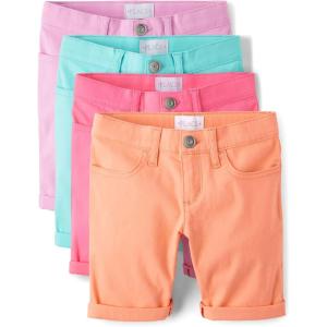 imageThe Childrens Place Roll Cuff Twill Skimmer ShortsSolid Multicolor 4pack