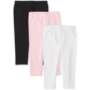imageThe Childrens PlaceGirlsAssorted Everyday Capri LeggingsBlackShellWhite 3pack