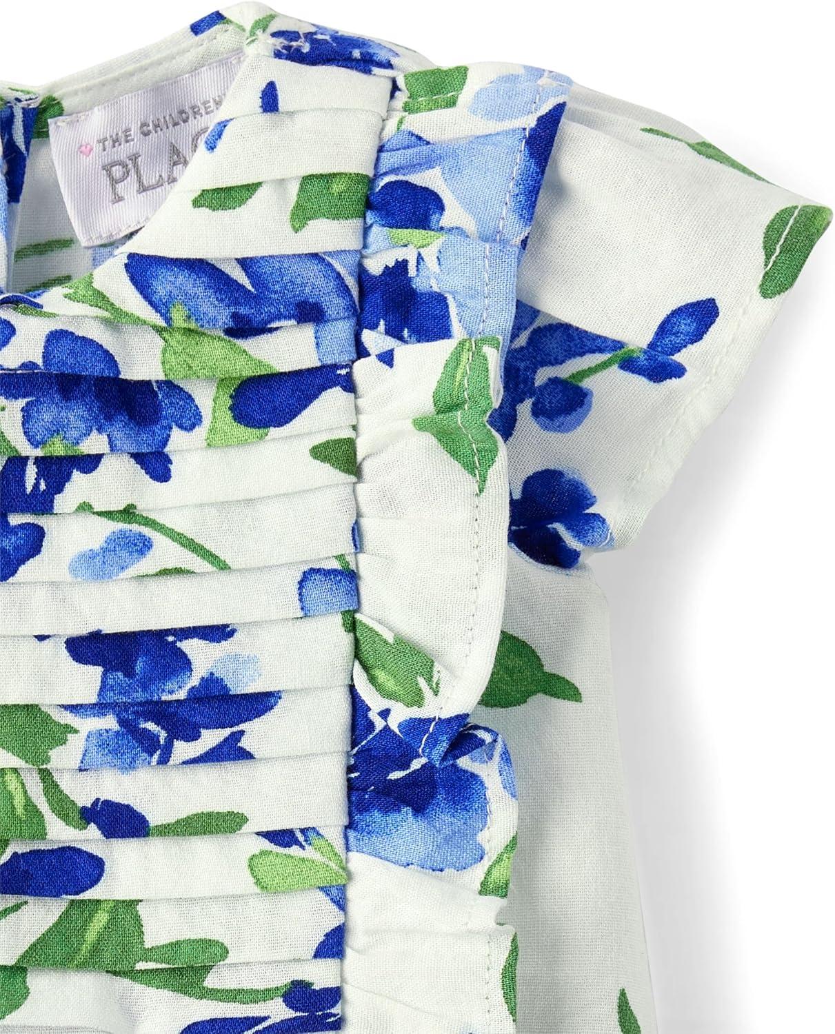 imageThe Childrens Place Baby Girls and Newborn Casual Short Sleeve Dress with Diaper CoverRenew Blue Floral