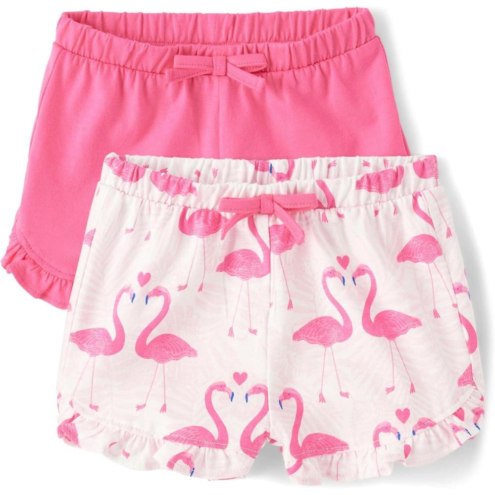 imageThe Childrens Place Baby Girls and Newborn Cotton Pull on Everyday ShortsFlamingo Pink 2pack
