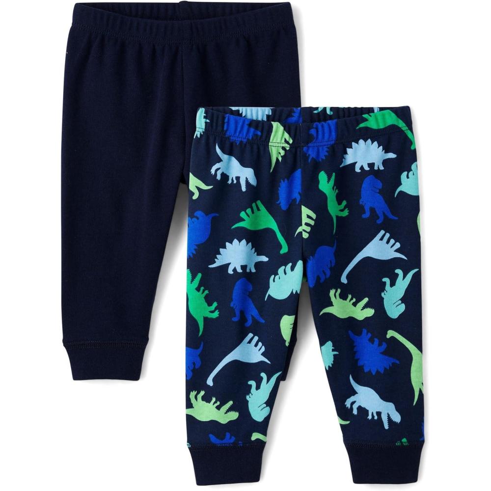 imageThe Childrens Place and Newborn Jogger BottomsDinoNavy 2pack