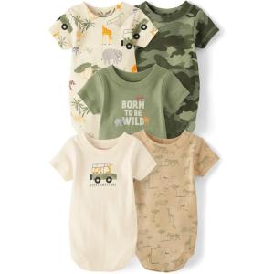 imageThe Childrens Place babyboys And Newborn Short Sleeve Bodysuits MultipacksSafari 5pack