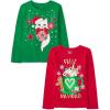imageThe Childrens Place Kids All HolidaysBirthdays Long Sleeve Graphic TShirts2 PackCat OrnamentsFeliz Navidad