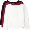 imageThe Childrens Place Girls Long Sleeve Basic Layering TeesBlackRedWhite 3 Pack