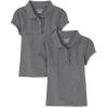 imageThe Childrens Place Girls Short Sleeve Ruffle Pique PoloDk Heather Gray 2 PackM 78
