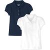imageThe Childrens Place Girls Short Sleeve Ruffle Pique PoloTidalWhite 2 PackM 78