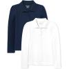 imageThe Childrens Place girls Long Sleeve Pique PolomultipacksTidalWhite 2pack