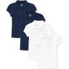 imageThe Childrens Place girls Short Sleeve Ruffle Pique Polo Shirt TidalWhite 4 Pack Medium US