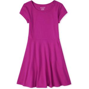 imageThe ChildrenS Place Girls Short Sleeve Basic Skater DressAurora Pink Single