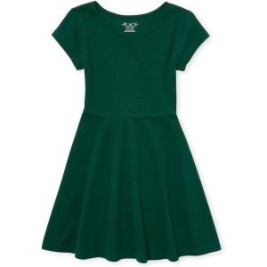 imageThe ChildrenS Place Girls Short Sleeve Basic Skater DressSpruce Green Single