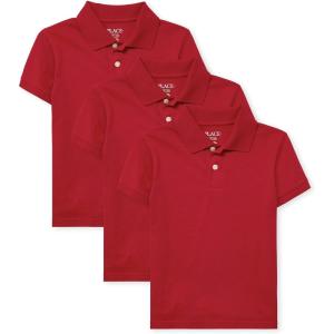 imageThe Childrens Place Boys Multipack Short Sleeve Soft Jersey Knit PolosClassic Red 3pack