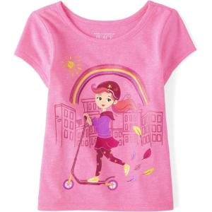 imageThe Childrens Place Girls Basic Short Sleeve Layering TeePink Scooter