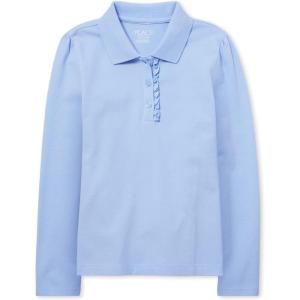 imageThe Childrens Place Girls Long Sleeve Ruffle Pique PoloDaybreak