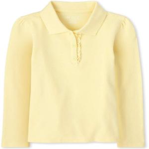 imageThe Childrens Place Girls Long Sleeve Ruffle Pique PoloPale Yellow Single