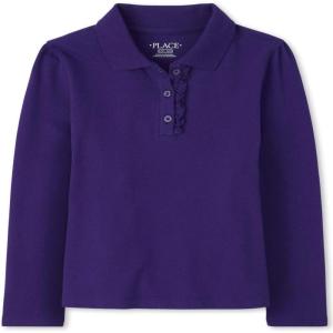 imageThe Childrens Place Girls Long Sleeve Ruffle Pique PoloRegal Violet Single