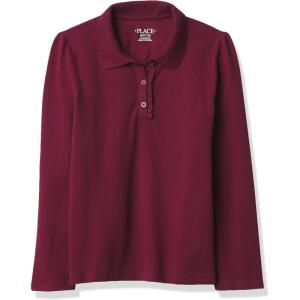 imageThe Childrens Place Girls Long Sleeve Ruffle Pique PoloRubine Single