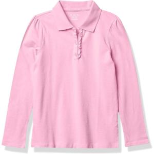 imageThe Childrens Place Girls Long Sleeve Ruffle Pique PoloSparkle Pink Single