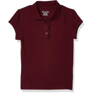 imageThe Childrens Place Girls Short Sleeve Ruffle Pique PoloRubine Single