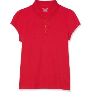 imageThe Childrens Place Girls Short Sleeve Ruffle Pique PoloRuby