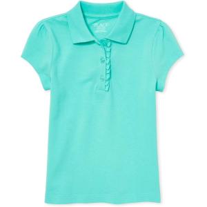 imageThe Childrens Place Girls Short Sleeve Ruffle Pique PoloSeafrost Single
