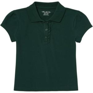 imageThe Childrens Place Girls Short Sleeve Ruffle Pique PoloSpruce Shade