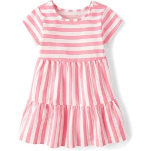 imageThe Childrens Place Baby Girls and Toddler Short Sleeve Dressy DressesCosmos Stripe