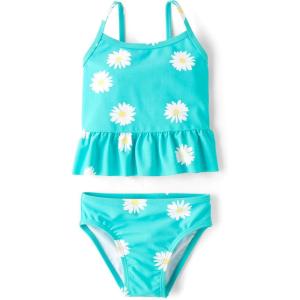 imageThe Childrens Place BabyGirls and Toddler 2 Piece Tankini SwimsuitBlue Daisy