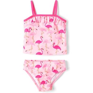 imageThe Childrens Place BabyGirls and Toddler 2 Piece Tankini SwimsuitRuffle Flamingo