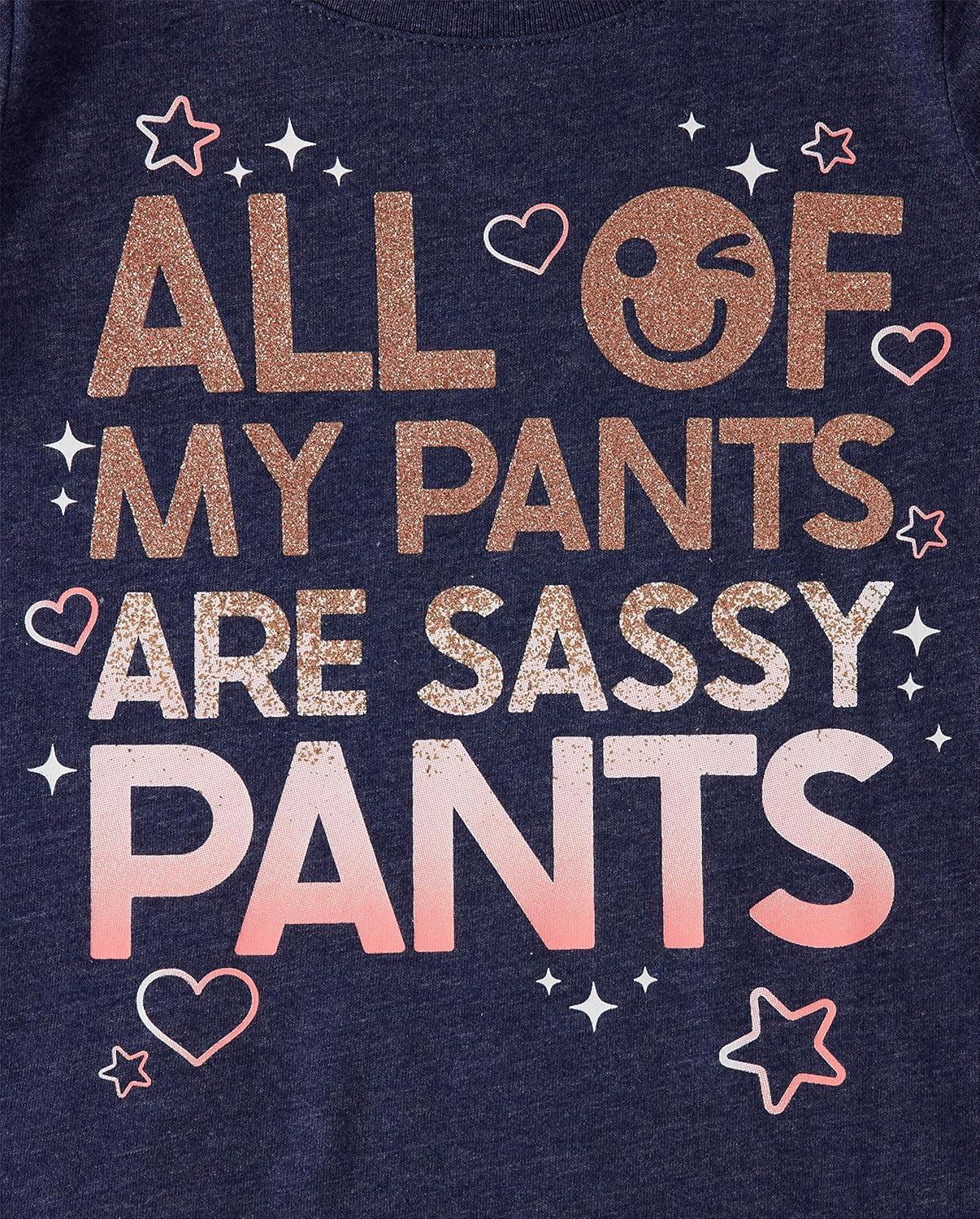 imageThe Childrens Place Baby Girls and Toddler UnicornsButterfliesTrends Long Sleeve Graphic TShirts3 PackDramaticSassy PantsFamily Fav