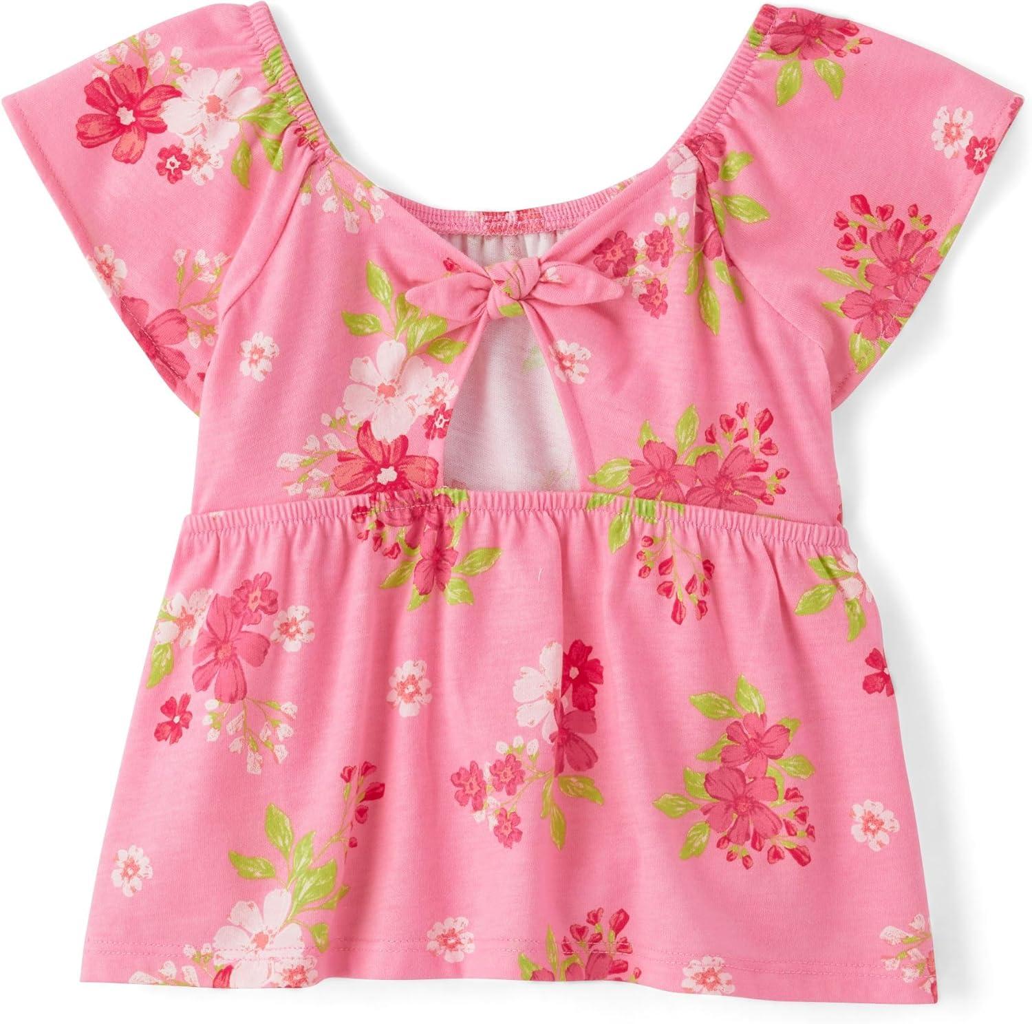 imageThe Childrens Place BabyGirls and Toddler Short Sleeve Flutter ShirtBright Pink