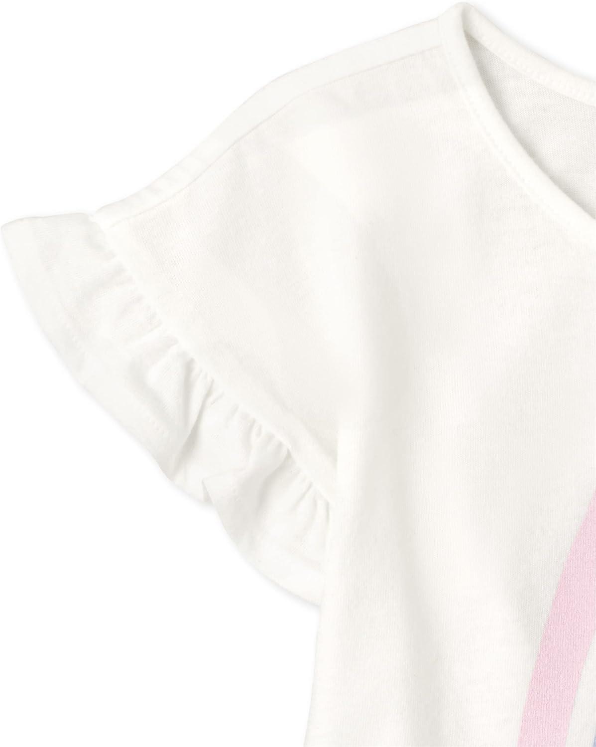 imageThe Childrens Place BabyGirls and Toddler Short Sleeve Flutter ShirtMilky Way Tie DyeRainbow 2pack