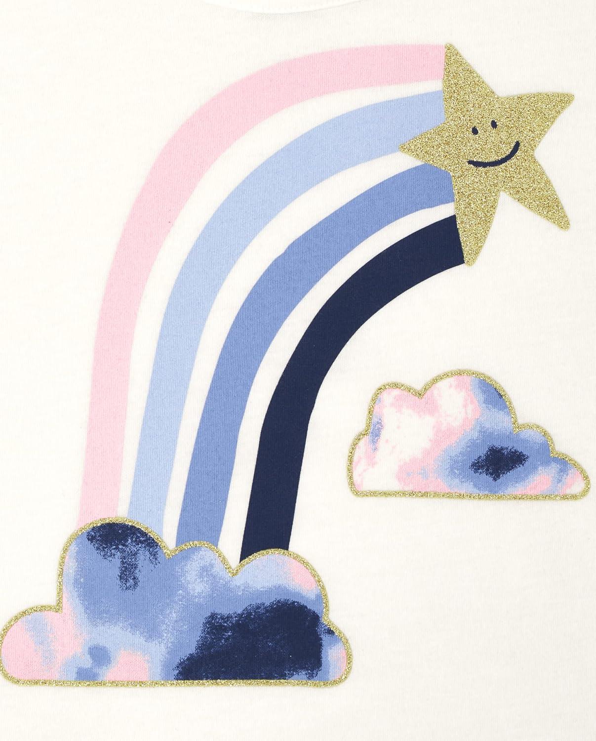 imageThe Childrens Place BabyGirls and Toddler Short Sleeve Flutter ShirtMilky Way Tie DyeRainbow 2pack