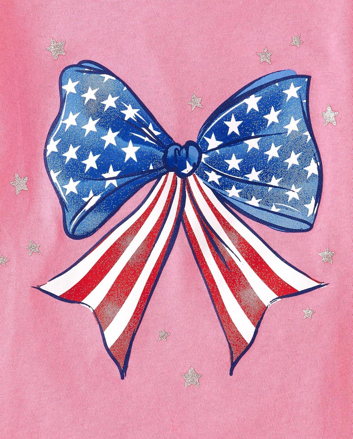 imageThe Childrens PlaceBaby Girlsand Toddler All Holidays Short Sleeve Graphic TShirtsAmericatAmerican Flag Bow