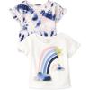 imageThe Childrens Place BabyGirls and Toddler Short Sleeve Flutter ShirtMilky Way Tie DyeRainbow 2pack