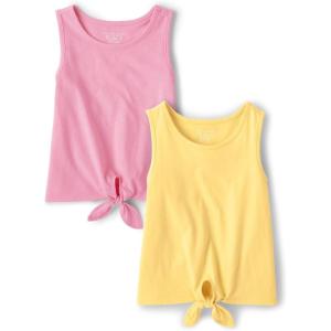 imageThe Childrens Place Baby Girls and Toddler Tie Front Tank TopsPinkYellow Tie Front 2pack