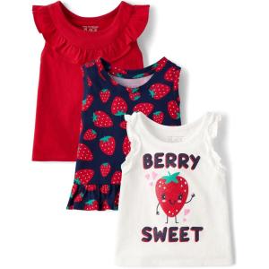 imageThe Childrens Place Baby Toddler Girls Everyday Tank TopsSweet Strawberry 3pack